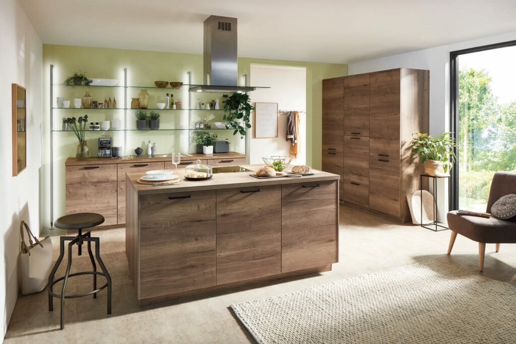 Nobilia Modern Wood Kitchen With Island 2021 | German Kitchen Outlet Greenhill, Sheffield