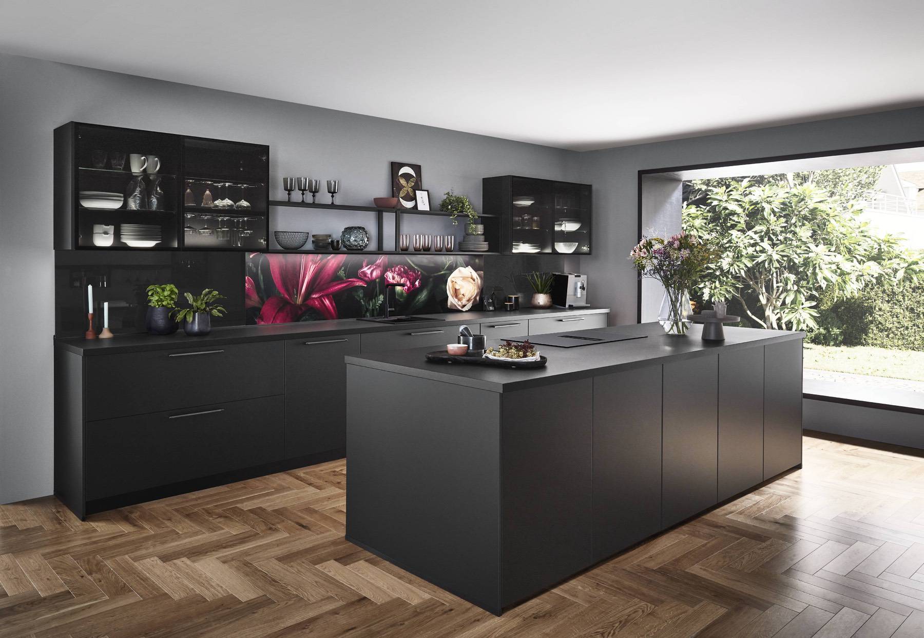 Nobilia Dark Island Kitchen With Feature 1 | German Kitchen Outlet Greenhill, Sheffield