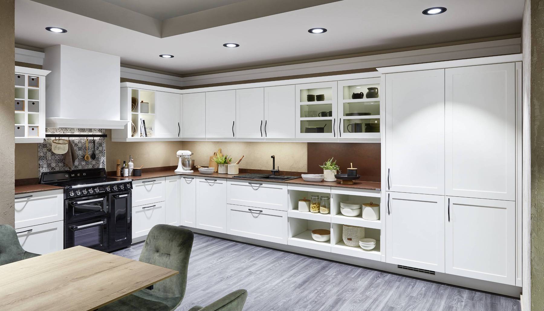 Nobilia Light Open Plan Wood Top Kitchen | Lead Wolf, Gotham