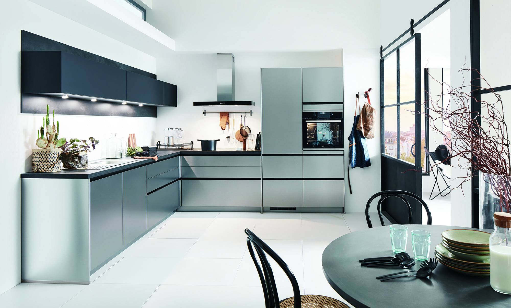 Nobilia Metallic Handleless L Shaped Kitchen 2021 1 | Lead Wolf, Gotham