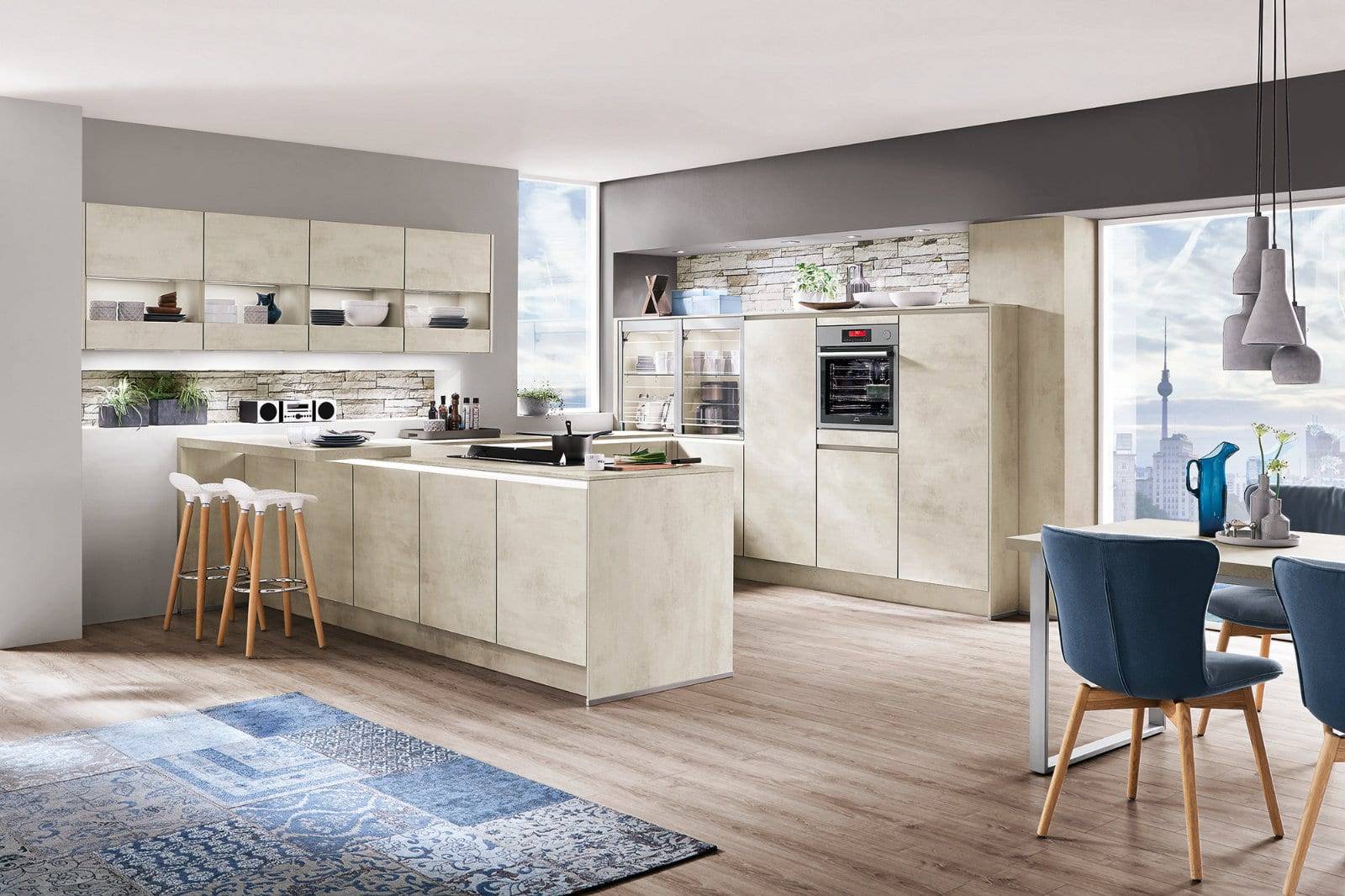 Nobilia Stone Handleless U Shaped Kitchen 2021 1 1 | Lead Wolf, Gotham