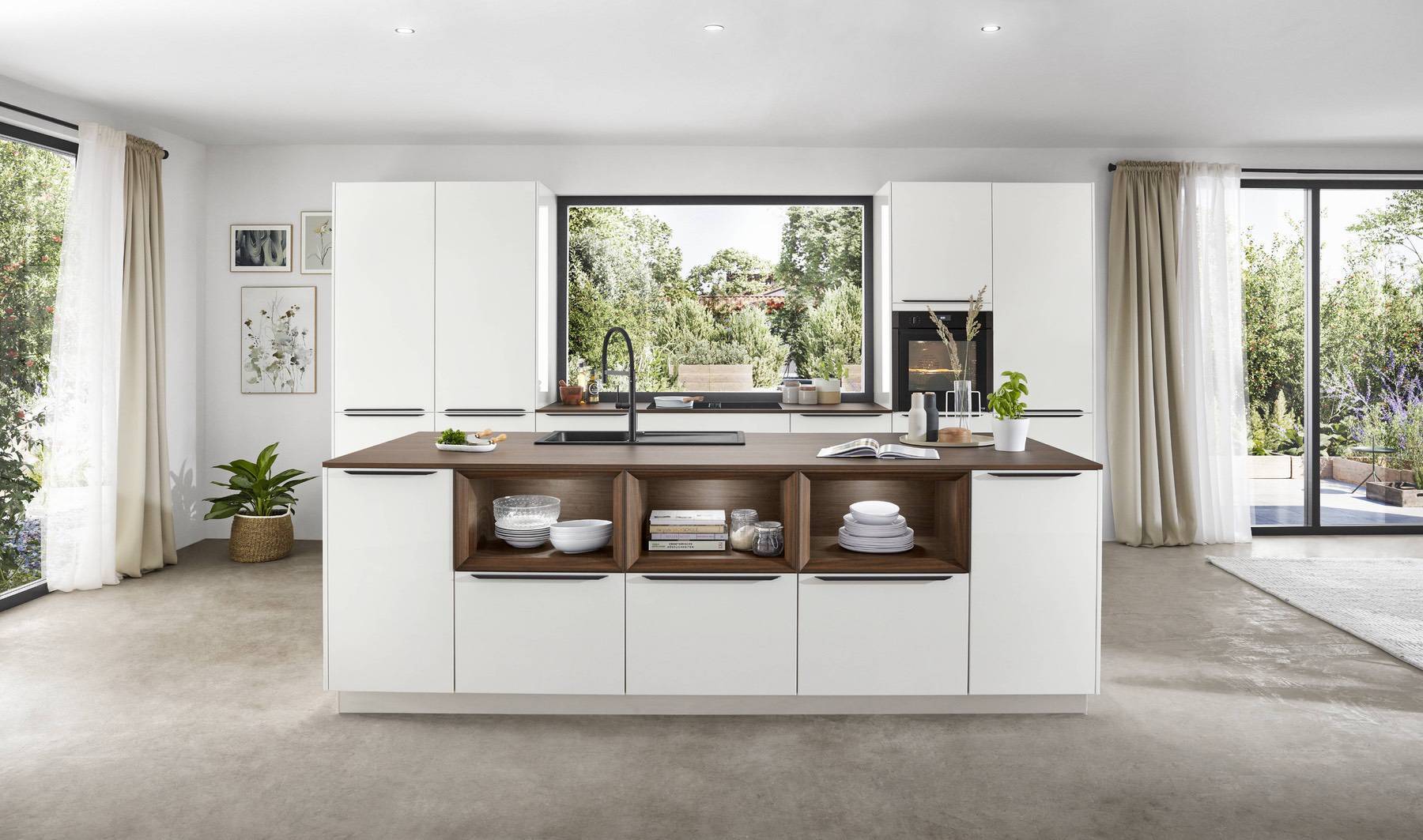 Nobilia Matt White Island Kitchen 1 | Lead Wolf, Gotham